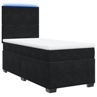 Boxspring met matras fluweel zwart 90x190 cm - thumbnail