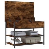 Schoenenbankje 70x42,5x50 cm bewerkt hout gerookt eikenkleurig - thumbnail
