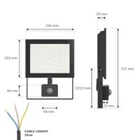 Lumos LED Breedstraler - met Bewegingssensor en Schemerschakelaar - 50 Watt - 4770 lumen - 4000K neutraal wit - IP65 waterdicht - thumbnail