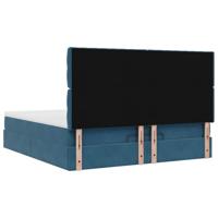Ottoman bed met matrassen 160x200cm fluweel donkerblauw - thumbnail
