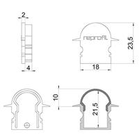 Deko Light 979572 Endkappe R-ET-02-12 Set 2 Stk, Schwarz Profieleindkap Kunststof (l x b x h) 27 x 6 x 23.5 mm 1 stuk(s) - thumbnail