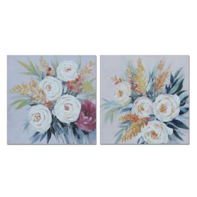 Schilderij DKD Home Decor Blommor (80 x 2,8 x 80 cm) (2 Stuks)