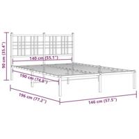 Bedframe met hoofdbord metaal zwart 140x190 cm - thumbnail