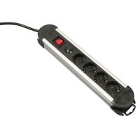 Schwabe Stekkerdoos zwart alu met schakelaar 4-voudig 1.5 Meter 3x1,5 randaarde - thumbnail