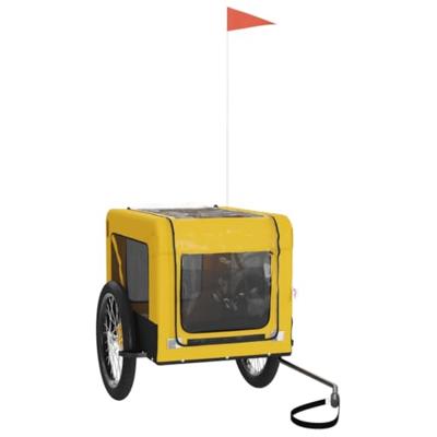 Hondenfietstrailer oxford stof en ijzer geel en zwart - thumbnail
