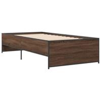 Bedframe bewerkt hout en metaal bruin eikenkleurig 75x190 cm - thumbnail