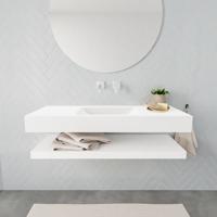 Aqua Splash Badkamermeubel AQS Ibiza 120 cm met Planchet Solid Surface Mat Wit - Badmeubel Ibiza 120 cm Solid Surface Planchet Spoelbak Midden Mat Wit - thumbnail