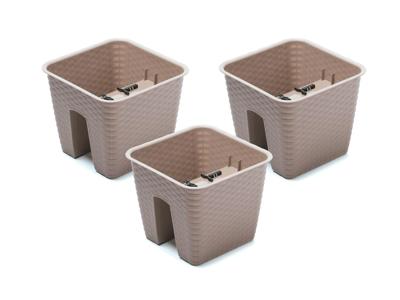 Prosperplast 3 railing bloempotten (Vierkant, Mokka, 27,2 x 27,2 x 22,5 cm)