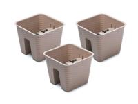 Prosperplast 3 railing bloempotten (Vierkant, Mokka, 27,2 x 27,2 x 22,5 cm) - thumbnail