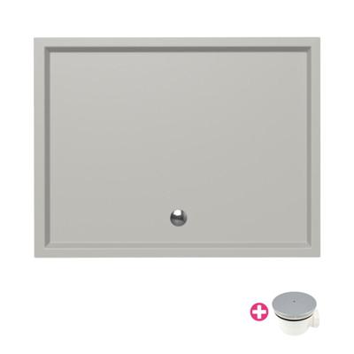 Douchebak Xenz Mariana | 130x100x4 cm | Incl.Afvoersifon-Chroom | Acryl | Rechthoekig | Cement mat