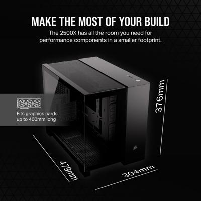 Case per PC - CORSAIR - 2500X Micro ATX Dual Chamber in vetro temperato - Nero