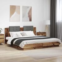 Bedframe met Hoofdeinde Oud Hout 180 x 200 cm Bewerkt hout - thumbnail