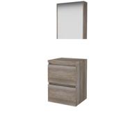 Basic-Line Comfort 46 Badkamermeubelset - 50 x 46 cm - Greeploos - 2 Lades - Wastafelblad - Spiegelkast - Scotch Oak - thumbnail
