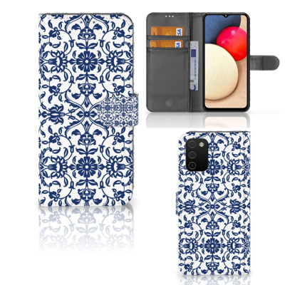Samsung Galaxy A03s Hoesje Flower Blue Samsung Galaxy A03s Hoesje Flower Blue