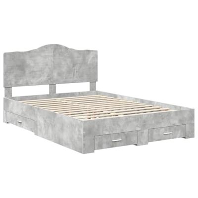 Bedframe met hoofdeinde Beton Grijs 140 x 190 cm Bewerkt hout