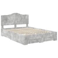 Bedframe met hoofdeinde Beton Grijs 140 x 190 cm Bewerkt hout - thumbnail