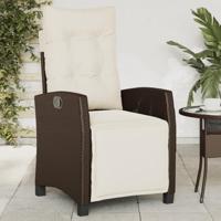 Tuinstoelen 2 st verstelbaar met voetensteun poly rattan bruin - thumbnail