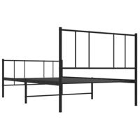 Bedframe met hoofd- en voeteneinde metaal zwart 90x200 cm - thumbnail