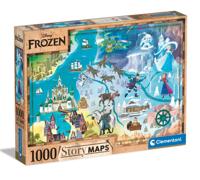 Clementoni wereldkaart puzzel disney frozen, 1000st. - thumbnail
