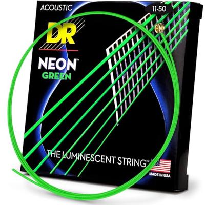 DR Strings NGA-11 Hi-Def Neon green 11-50 set snaren voor akoestische westerngitaar