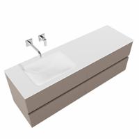 Badkamermeubel Mondiaz Vica 150x50x45cm Smoke MDF 4 Lades Softclose Solid Surface Wastafel Cloud Links Zonder Kraangat - thumbnail
