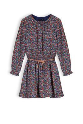 NoNo Meisjes jurk bloemen - Manyu - Ensign blauw