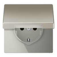 Jung wandcontactdoos 1-voudig met randaarde en Klapdeksel edelstaal ES 1520 NKL - thumbnail