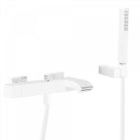 Badmengkraan Tres Cuadro Exclusive Opbouw Vierkant Korte Gebogen Uitloop Mat Wit Tres - thumbnail