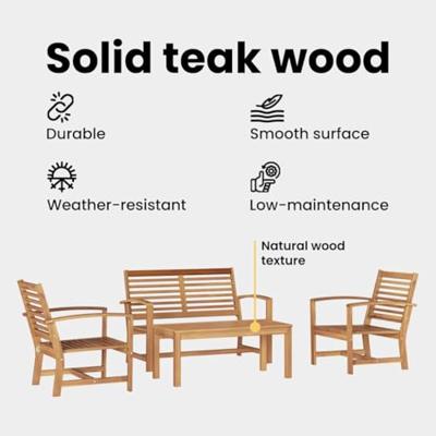 Tuinbankenset 4 pcs Naturel Massief Teakhout