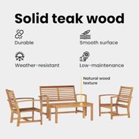 Tuinbankenset 4 pcs Naturel Massief Teakhout - thumbnail