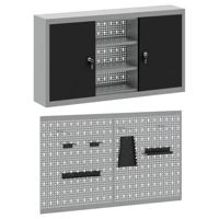 VidaXL Gereedschapskast set met plank 3 pcs zwart gepoedercoat staal - thumbnail