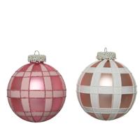 Kerstbal glas d8 cm roze a2 KSD - Ksd - thumbnail