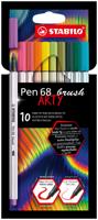 STABILO Pen 68 brush, premium brush viltstift, ARTY etui met 10 kleuren - thumbnail