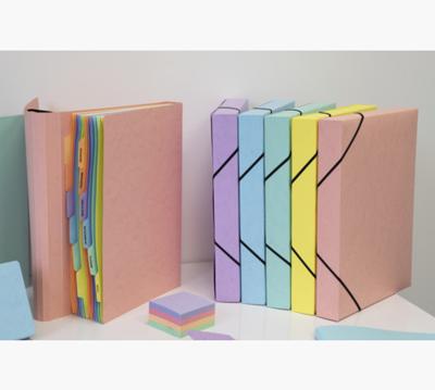 Exacompta Aquarel elastobox uit glanskarton, ft A4+, rug van 4 cm, met 3 kleppen, geassorteerde kleuren