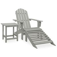 Tuinstoel Adirondack voetenbank tafel massief vurenhout grijs - thumbnail