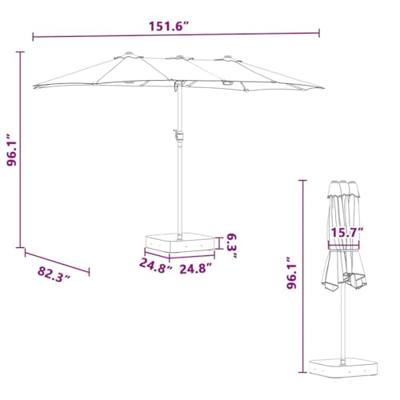 Tuinparasol Zand 385 x 209 x 244 cm Stof Tuinparasol Zand 385 x 209 x 244 cm Stof