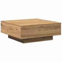Salontafel artisanaal eikenkleurig 80 x 80 x 31 cm Bewerkt hout - thumbnail