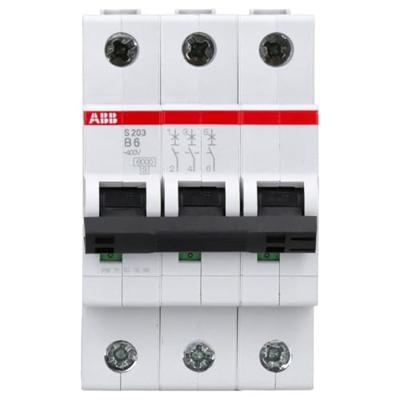 ABB 2CDS253001R0065 S203-B6 Zekeringautomaat 3-polig ABB 2CDS253001R0065 S203-B6 Zekeringautomaat 3-polig