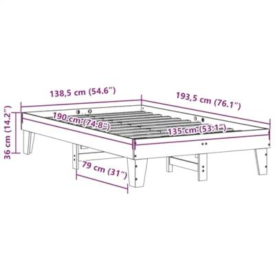 Bedframe zonder matras massief grenenhout wasbruin 135x190 cm Bedframe zonder matras massief grenenhout wasbruin 135x190 cm