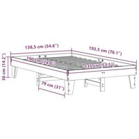 Bedframe zonder matras massief grenenhout wasbruin 135x190 cm - thumbnail