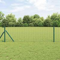 VidaXL Hek met paal groen 0,6 x 10 m staal en pvc - thumbnail