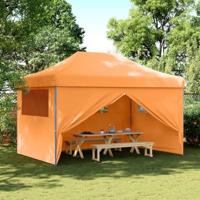 VidaXL Partytent inklapbaar pop-up met 4 zijwanden oranje - thumbnail