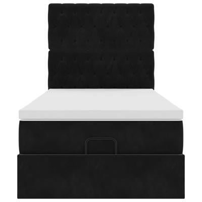 Ottoman bed met matrassen en LED's 90x190cm fluweel zwart