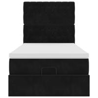 Ottoman bed met matrassen en LED's 90x190cm fluweel zwart - thumbnail