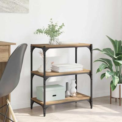 Boekenkast artisanaal eikenkleurig 60 x 33 x 71 cm Bewerkt hout