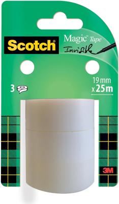 Scotch plakband Magic tape, 19 mm x 25 m, 3 rollen Scotch plakband Magic tape, 19 mm x 25 m, 3 rollen