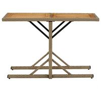 Tuintafel massief acaciahout en poly rattan beige - thumbnail