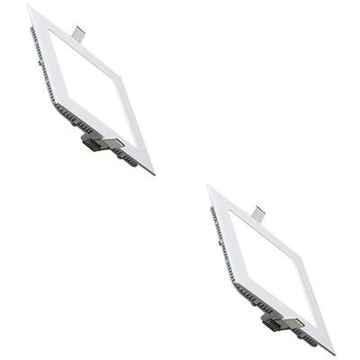 LED Downlight Slim 2 Pack - Inbouw Vierkant 15W - Helder/Koud Wit 6400K - Mat Wit Aluminium - 195mm