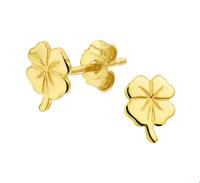 TFT Oorknoppen Klaver Geelgoud Glanzend 7.5 mm x 6 mm - thumbnail