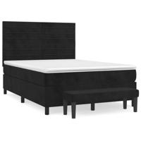 Boxspring met matras fluweel zwart 140x200 cm - thumbnail